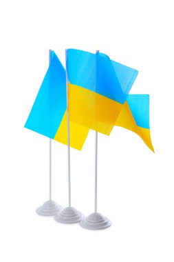 Ukrayna 'nın ulusal bayrakları beyaza izole edildi