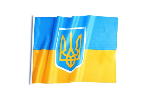 Nationalflagge Der Ukraine Isoliert Auf Weißem Grund Ansicht Von Oben — Stockfoto