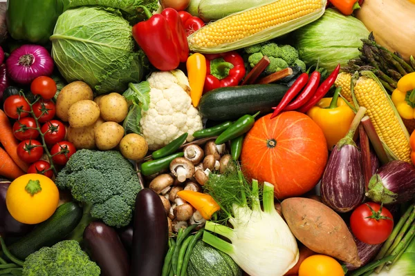 Různé Čerstvé Zeleniny Jako Pozadí Detailní Pohled — Stock fotografie