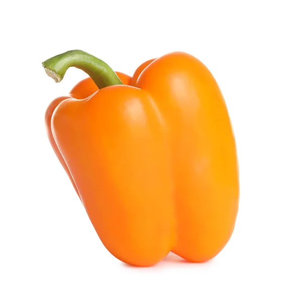 Νωπό Ακατέργαστο Πορτοκαλί Bell Pepper Απομονωμένο Λευκό — Φωτογραφία Αρχείου