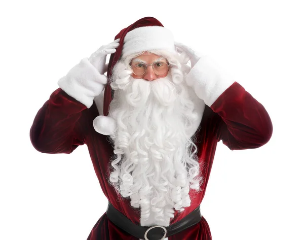 Портрет Санта Клауса Белом Фоне — стоковое фото