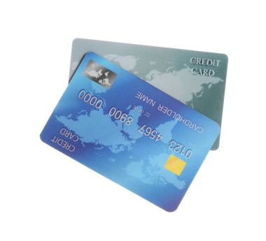 Beyaz arka planda farklı plastik kredi kartları