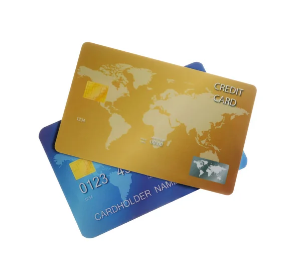 Diverse Carte Credito Plastica Sfondo Bianco — Foto Stock