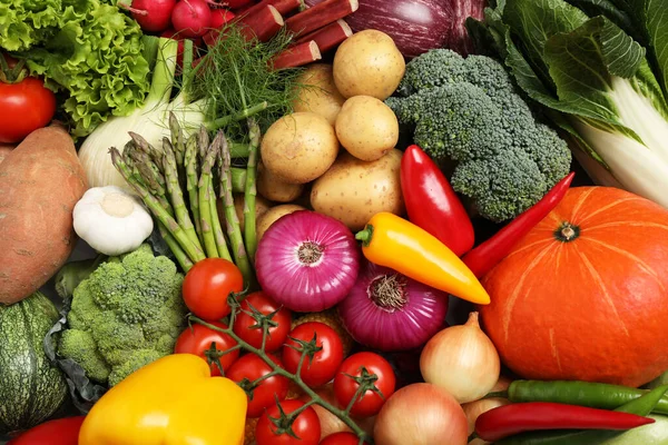 Olika Färska Grönsaker Som Bakgrund Närbild — Stockfoto