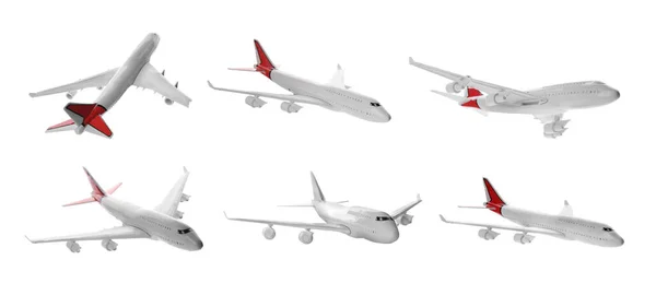 Conjunto Aviones Juguete Aislados Blanco Diseño Banner —  Fotos de Stock