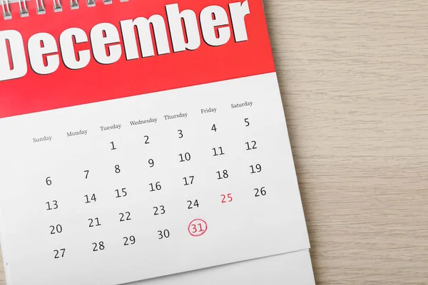 Календарь Отмеченной Датой Столе Вид Сверху Новогодний Отсчет — стоковое фото