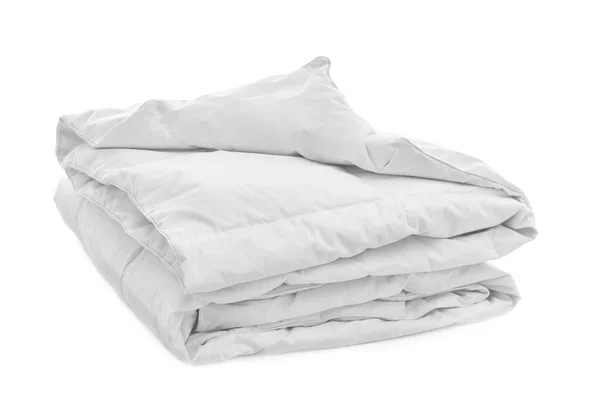 Новое Мягкое Сложенное Одеяло Изолировано Белом — стоковое фото