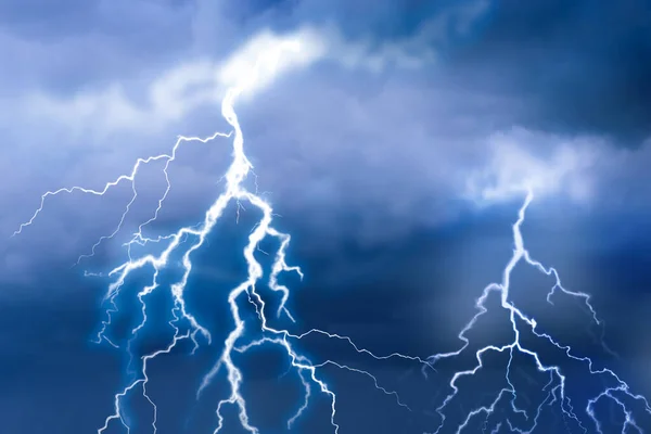 Lightnings Dark Cloudy Sky Thunderstorm — Stock Photo, Image