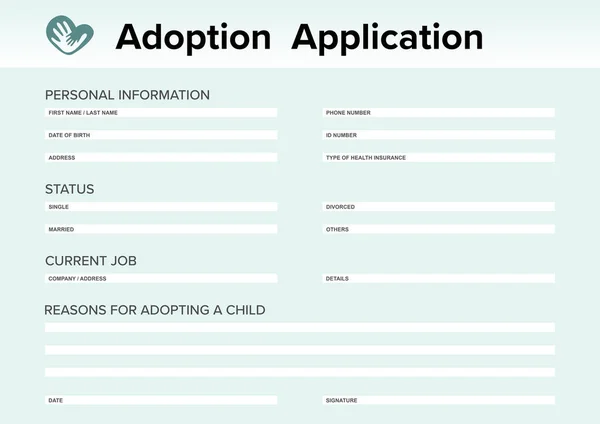 Antrag Auf Adoption Von Kindern Fragebogen Mit Raum Für Antworten — Stockfoto