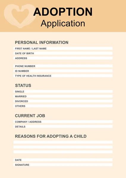 Antrag Auf Adoption Von Kindern Fragebogen Mit Raum Für Antworten — Stockfoto