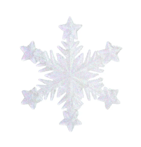 Vacker Dekorativ Snöflinga Isolerad Vitt Juldekoration — Stockfoto