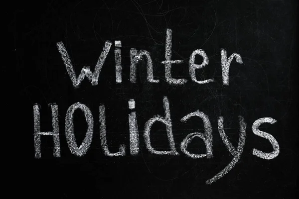 Phrase Winter Holidays Geschreven Zwart Schoolbord — Stockfoto