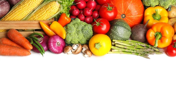 Montón Diferentes Verduras Frescas Sobre Fondo Blanco —  Fotos de Stock