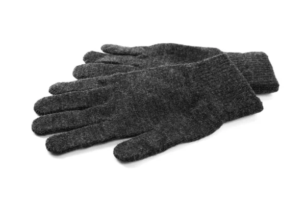 Guantes Lana Gris Sobre Fondo Blanco Ropa Invierno — Foto de Stock