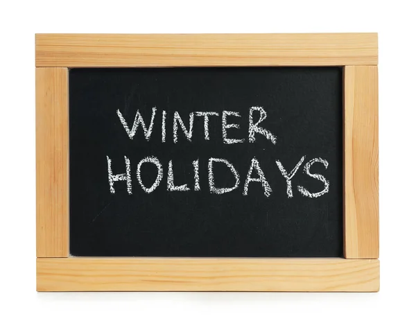 Tafel Mit Text Winter Holidays Isoliert Auf Weiß — Stockfoto