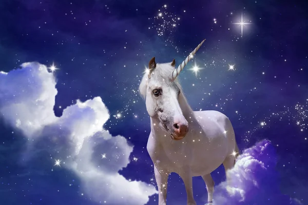 Magic Unicorn Langit Yang Fantastis Penuh Bintang Dengan Awan Lembut — Stok Foto