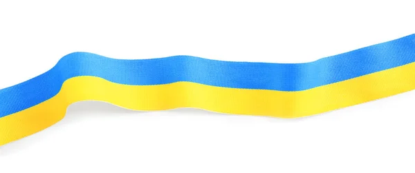 Κορδέλα Χρώματα Της Εθνικής Ουκρανικής Σημαίας Που Απομονώνονται Λευκό — Φωτογραφία Αρχείου