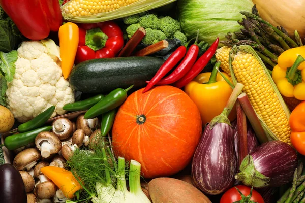 Diferentes Verduras Frescas Como Fondo Vista Cerca — Foto de Stock