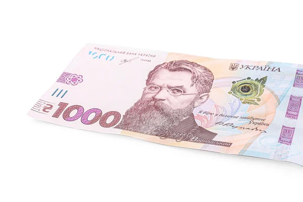 Billete 1000 Hryvnia Ucraniana Sobre Fondo Blanco —  Fotos de Stock