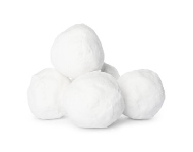 Round snowballs isolated on white. Winter activities clipart
