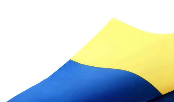 Národní Vlajka Ukrajiny Bílém Pozadí Detailní Záběr — Stock fotografie