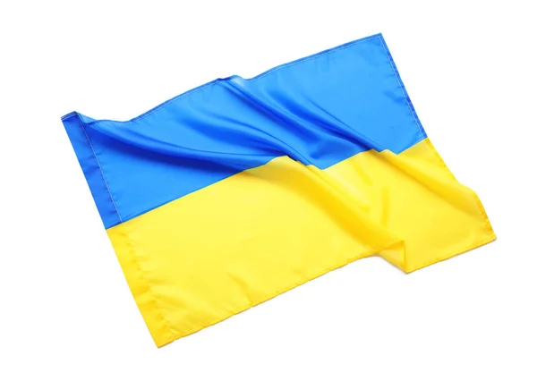Nationalflagge Der Ukraine Isoliert Auf Weißem Grund Ansicht Von Oben — Stockfoto