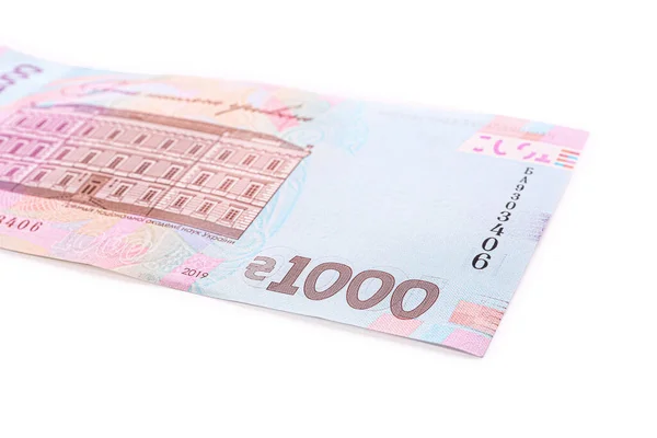 Nota 1000 Hryvnia Ucraniana Sobre Fundo Branco Close — Fotografia de Stock