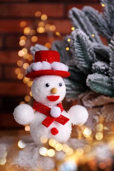 Tatlı Kardan Adam Noel Süsü Bokeh Etkisi — Stok fotoğraf