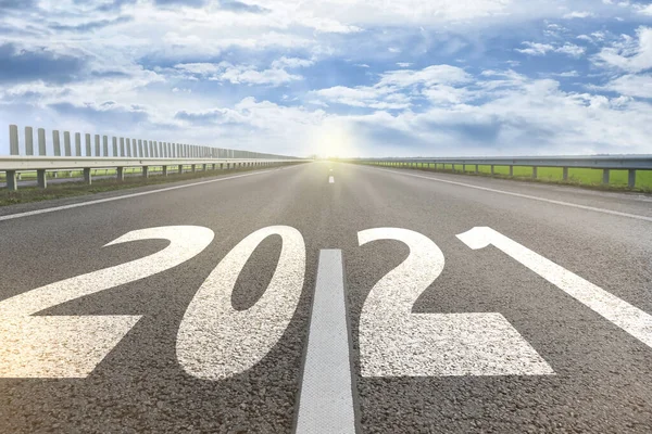 Start New Year Fresh Vision Ideas 2021 Numbers Asphalt Road — Stock Photo, Image