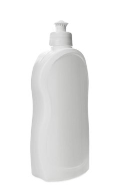 Beyaza izole edilmiş bir şişe temizlik ürünü.