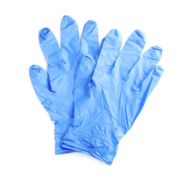 Pair Medical Gloves Isolated White Top View — Stock Photo, Image