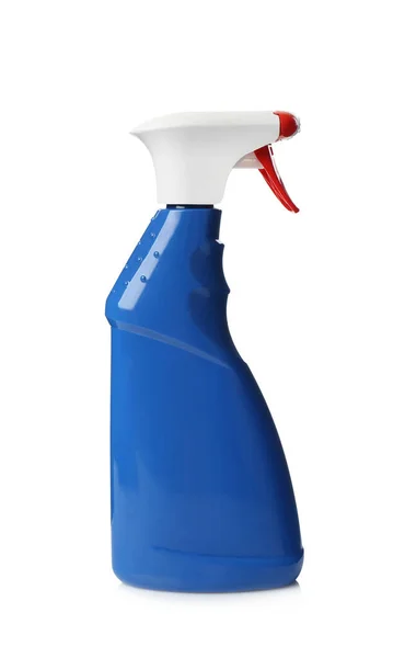 白色隔离的蓝色清洁剂瓶 — 图库照片