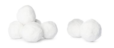 Set of snowballs on white background. Banner design clipart
