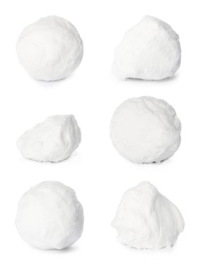 Set of different snowballs on white background  clipart