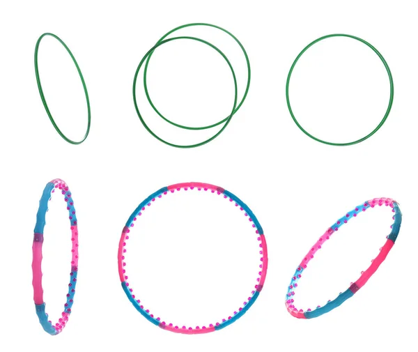 Zestaw Obręczy Hula Izolowanych Biało — Zdjęcie stockowe