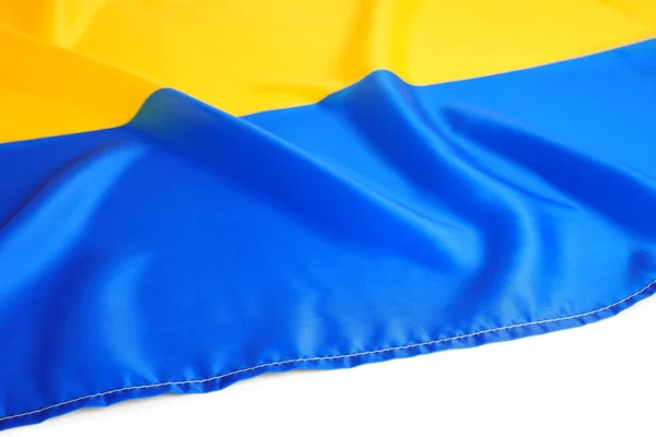 Εθνική Σημαία Της Ουκρανίας Λευκό Φόντο Closeup — Φωτογραφία Αρχείου