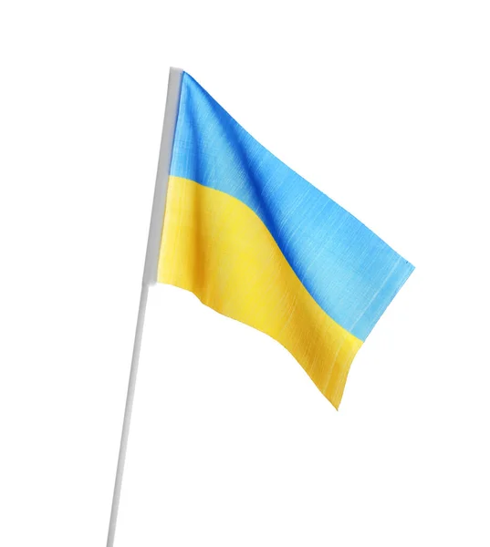 Nationell Flagga Ukraina Isolerad Vitt — Stockfoto