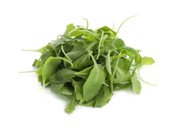 Fresh Green Arugula Leaves White Background — Stock Photo, Image