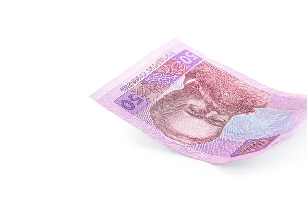 Billete Hryvnia Ucraniana Sobre Fondo Blanco —  Fotos de Stock