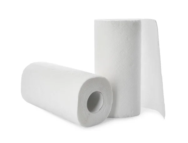 Rotoli Tessuti Carta Sfondo Bianco — Foto Stock