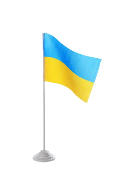 Nationell Flagga Ukraina Isolerad Vitt — Stockfoto