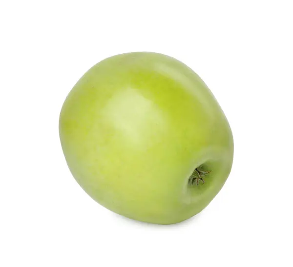 Verse Rijpe Groene Appel Geïsoleerd Wit — Stockfoto