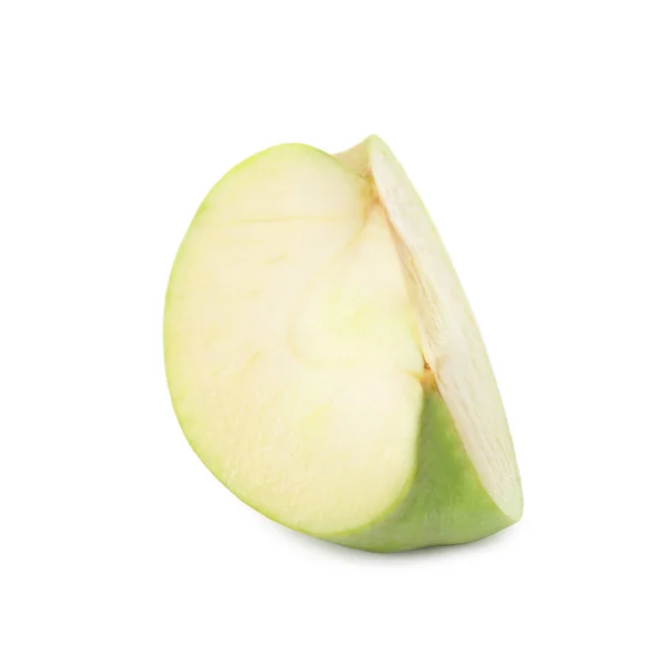Snijd Van Verse Rijpe Groene Appel Witte Achtergrond — Stockfoto