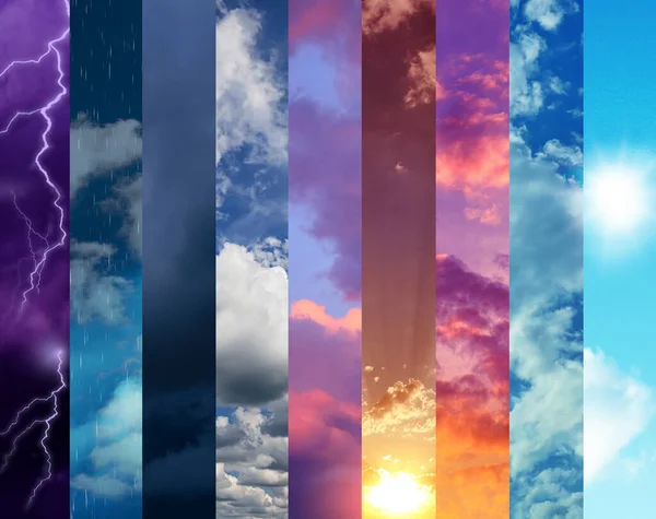 Photos Sky Different Weather Collage — Stock Photo, Image