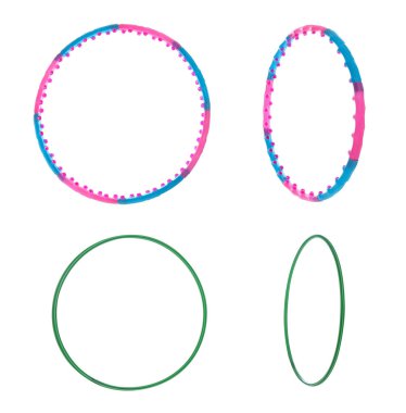 Beyaz üzerinde izole edilmiş hula çemberleri.