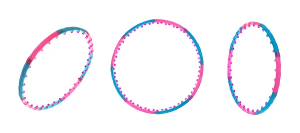 Uppsättning Hula Ringar Isolerade Vitt Banderolldesign — Stockfoto