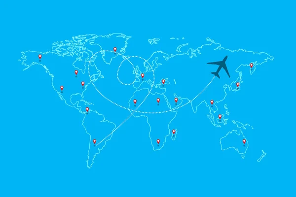 Mapa Tras Lotu Samolotem Niej Ilustracja — Zdjęcie stockowe