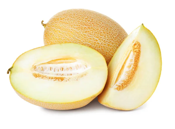 Deliciosos Melones Maduros Aislados Blanco — Foto de Stock