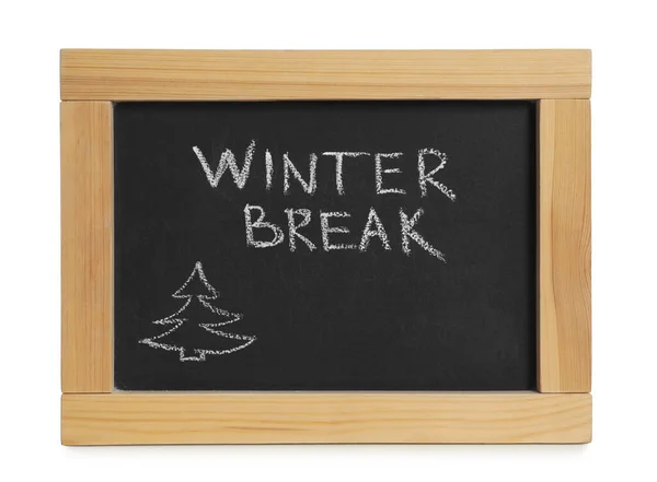 Tablica Tekstem Winter Break Odizolowana Biało Urlop Szkolny — Zdjęcie stockowe