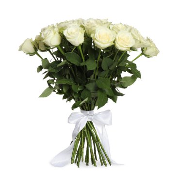 Beyaz üzerine izole edilmiş taze gül buketi